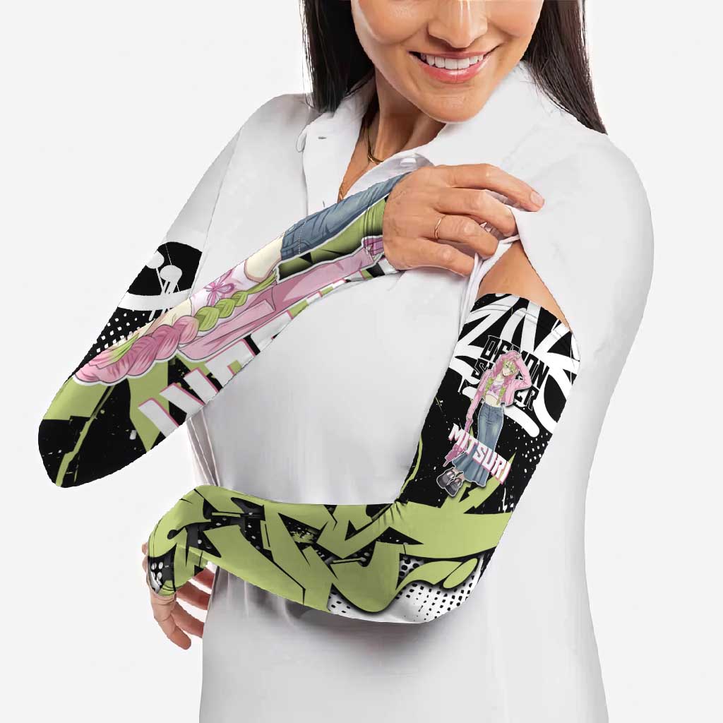 Mitsuri Kanroji Demon Slayer Arm Sleeves Green & Black Graffiti Anime