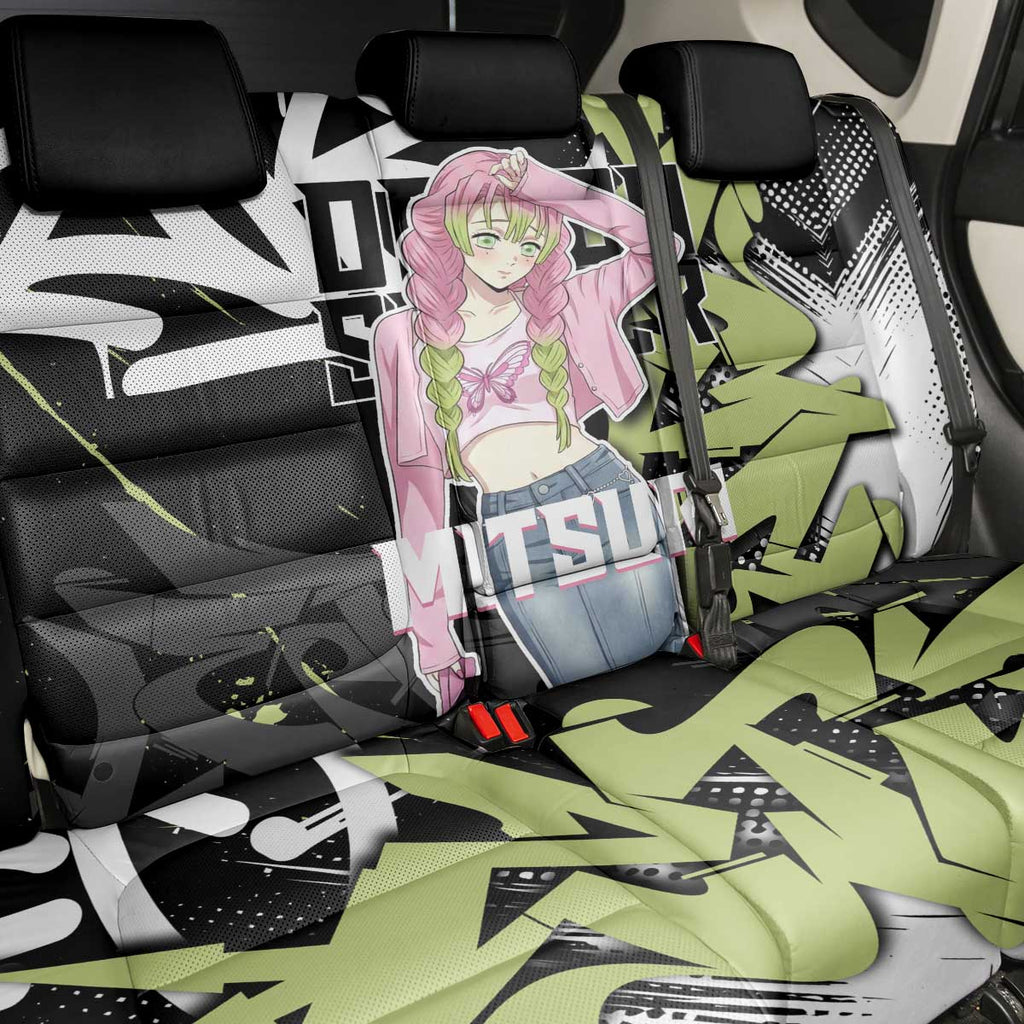 Mitsuri Kanroji Demon Slayer Back Car Seat Cover Green & Black Graffiti Anime