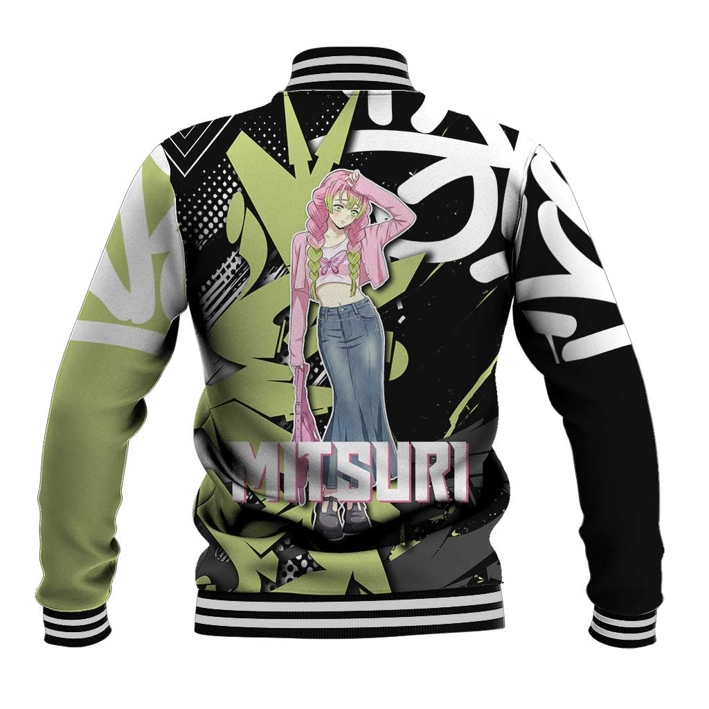 Mitsuri Kanroji Demon Slayer Baseball Jacket Green & Black Graffiti Anime