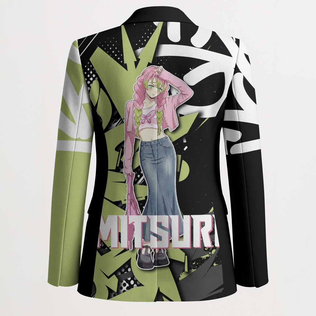 Mitsuri Kanroji Demon Slayer Blazer Green & Black Graffiti Anime
