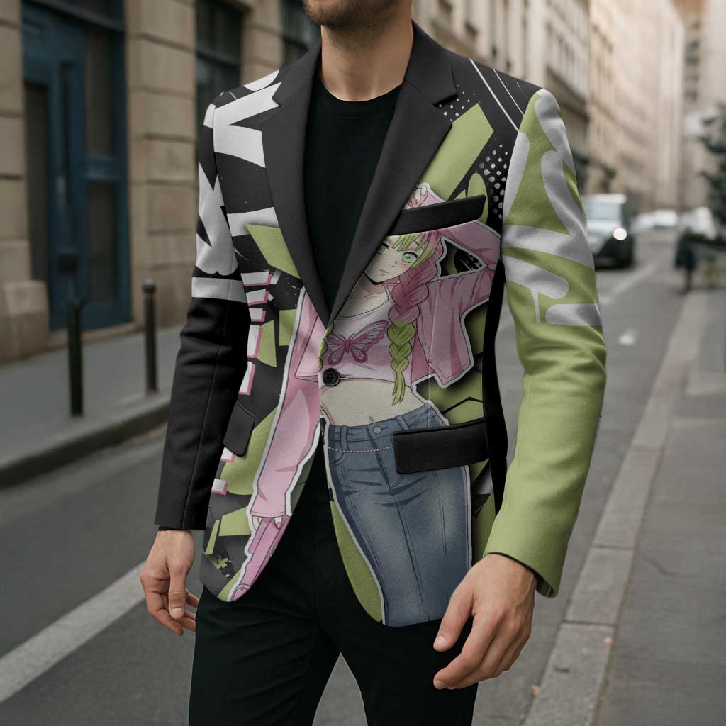 Mitsuri Kanroji Demon Slayer Blazer Green & Black Graffiti Anime