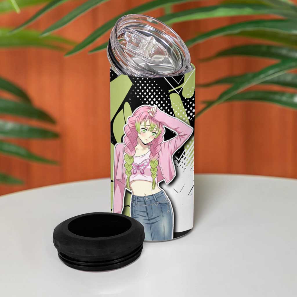 Mitsuri Kanroji Demon Slayer 4 in 1 Can Cooler Tumbler Green & Black Graffiti Anime