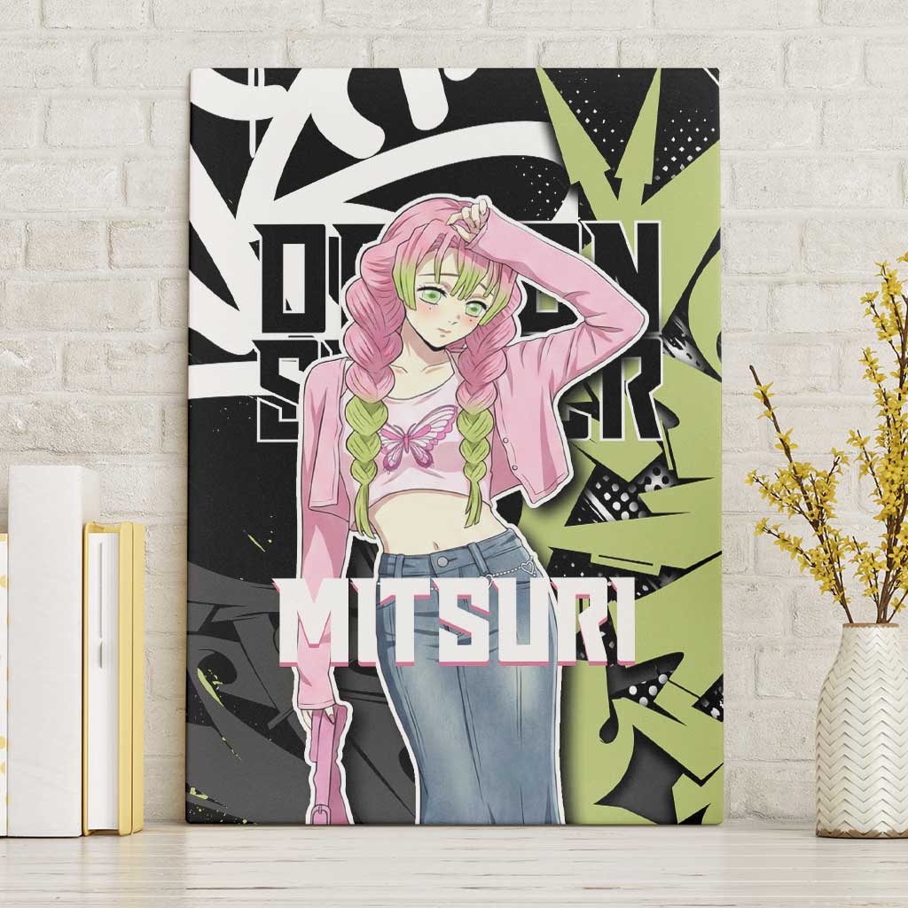 Mitsuri Kanroji Demon Slayer Canvas Wall Art Green & Black Graffiti Anime