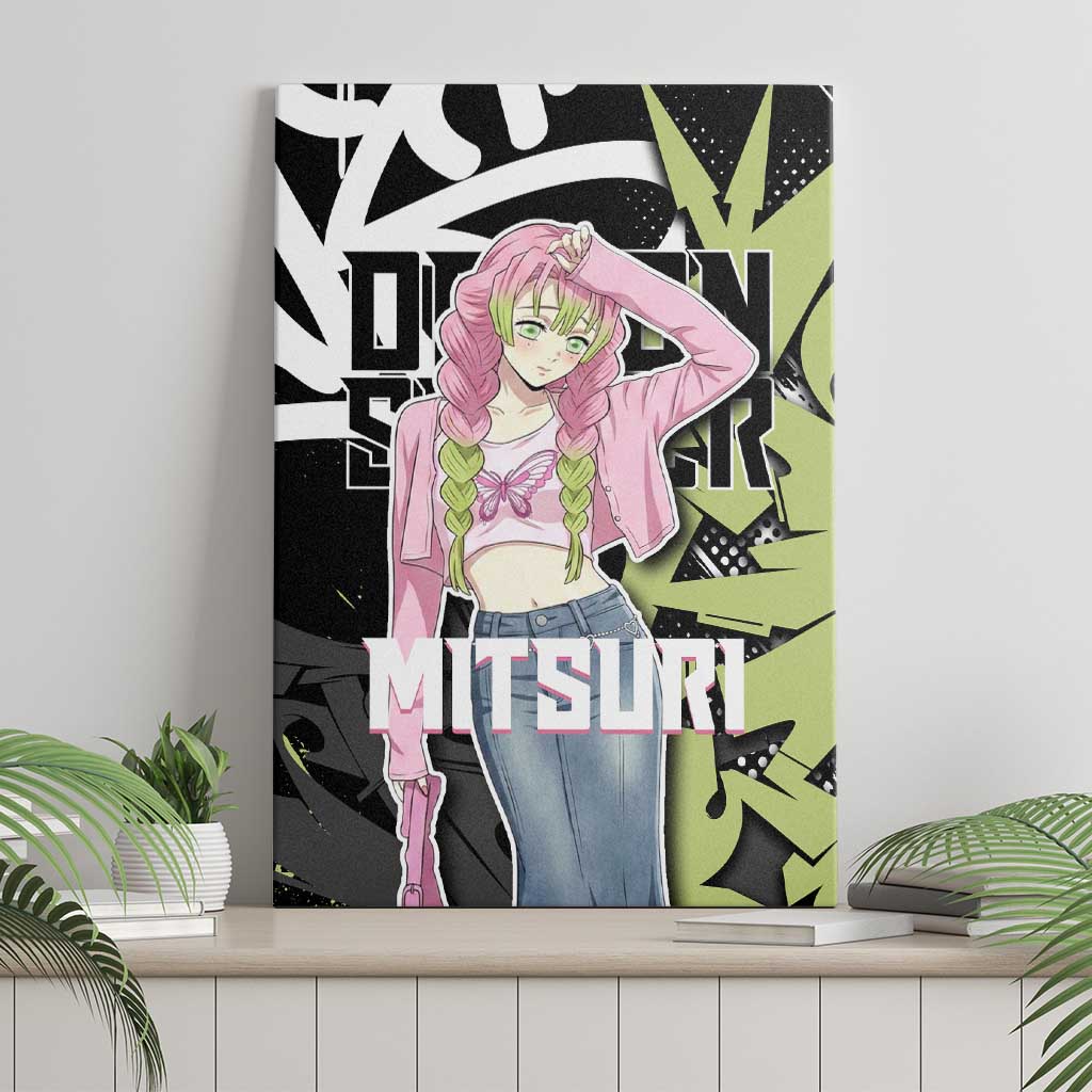 Mitsuri Kanroji Demon Slayer Canvas Wall Art Green & Black Graffiti Anime