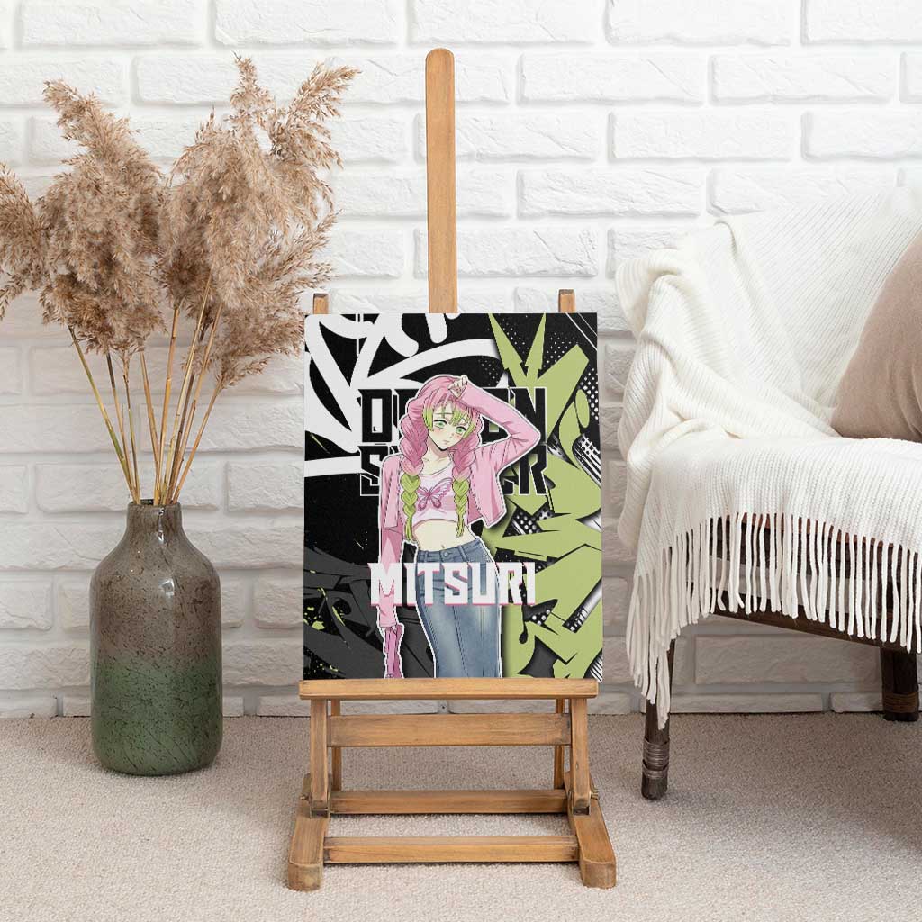 Mitsuri Kanroji Demon Slayer Canvas Wall Art Green & Black Graffiti Anime