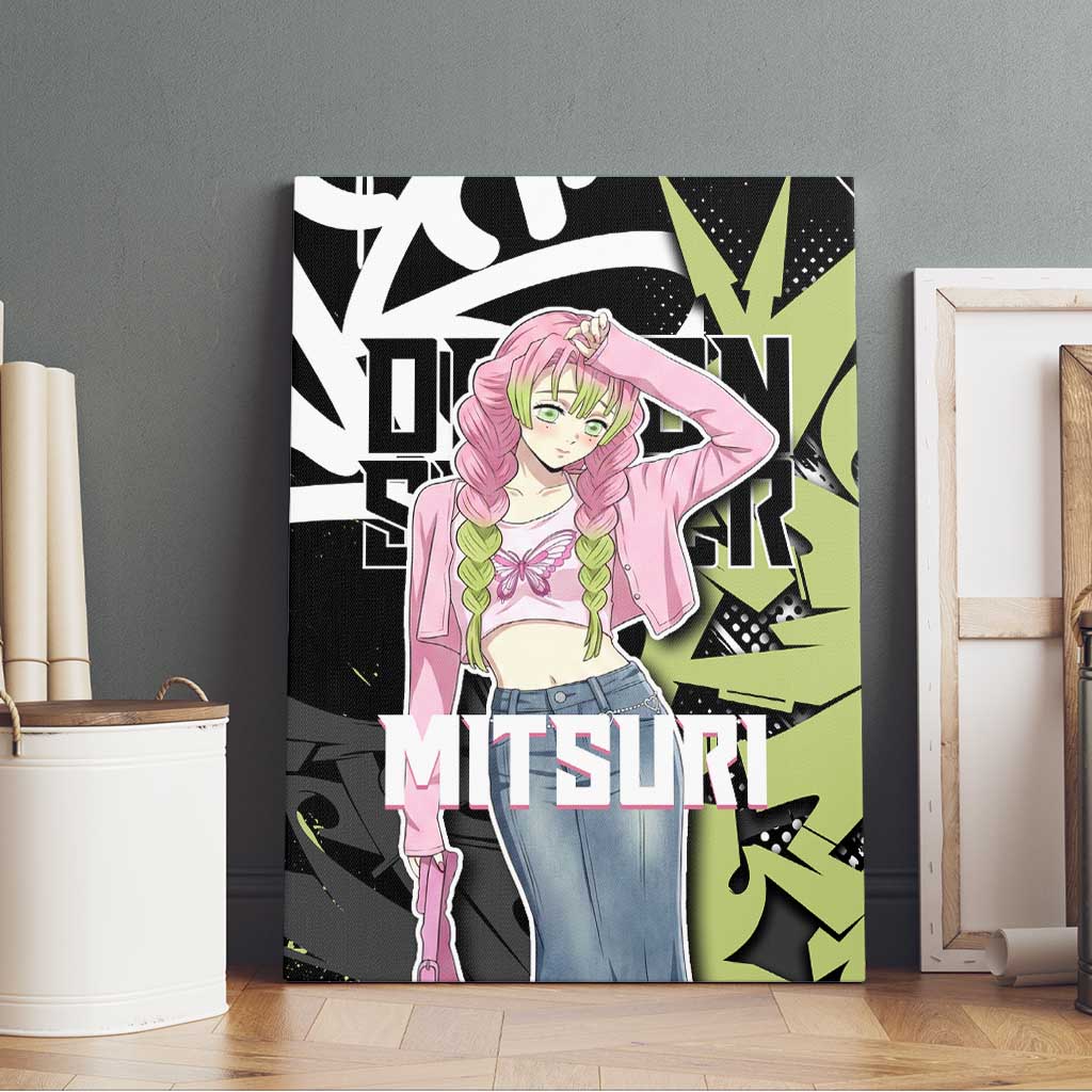 Mitsuri Kanroji Demon Slayer Canvas Wall Art Green & Black Graffiti Anime