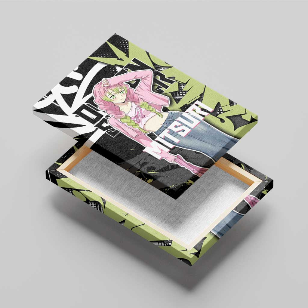 Mitsuri Kanroji Demon Slayer Canvas Wall Art Green & Black Graffiti Anime