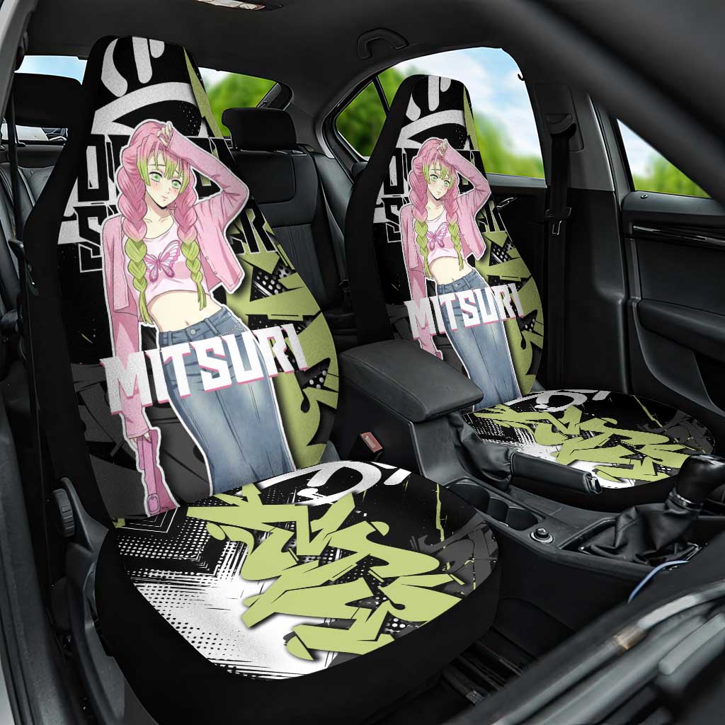 Mitsuri Kanroji Demon Slayer Car Seat Cover Green & Black Graffiti Anime
