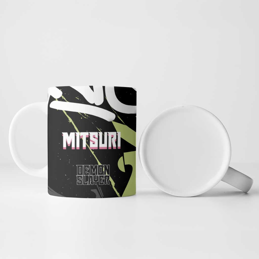 Mitsuri Kanroji Demon Slayer Ceramic Mug Green & Black Graffiti Anime