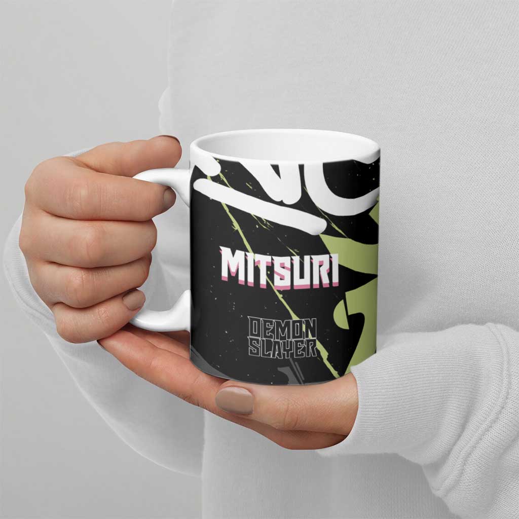 Mitsuri Kanroji Demon Slayer Ceramic Mug Green & Black Graffiti Anime