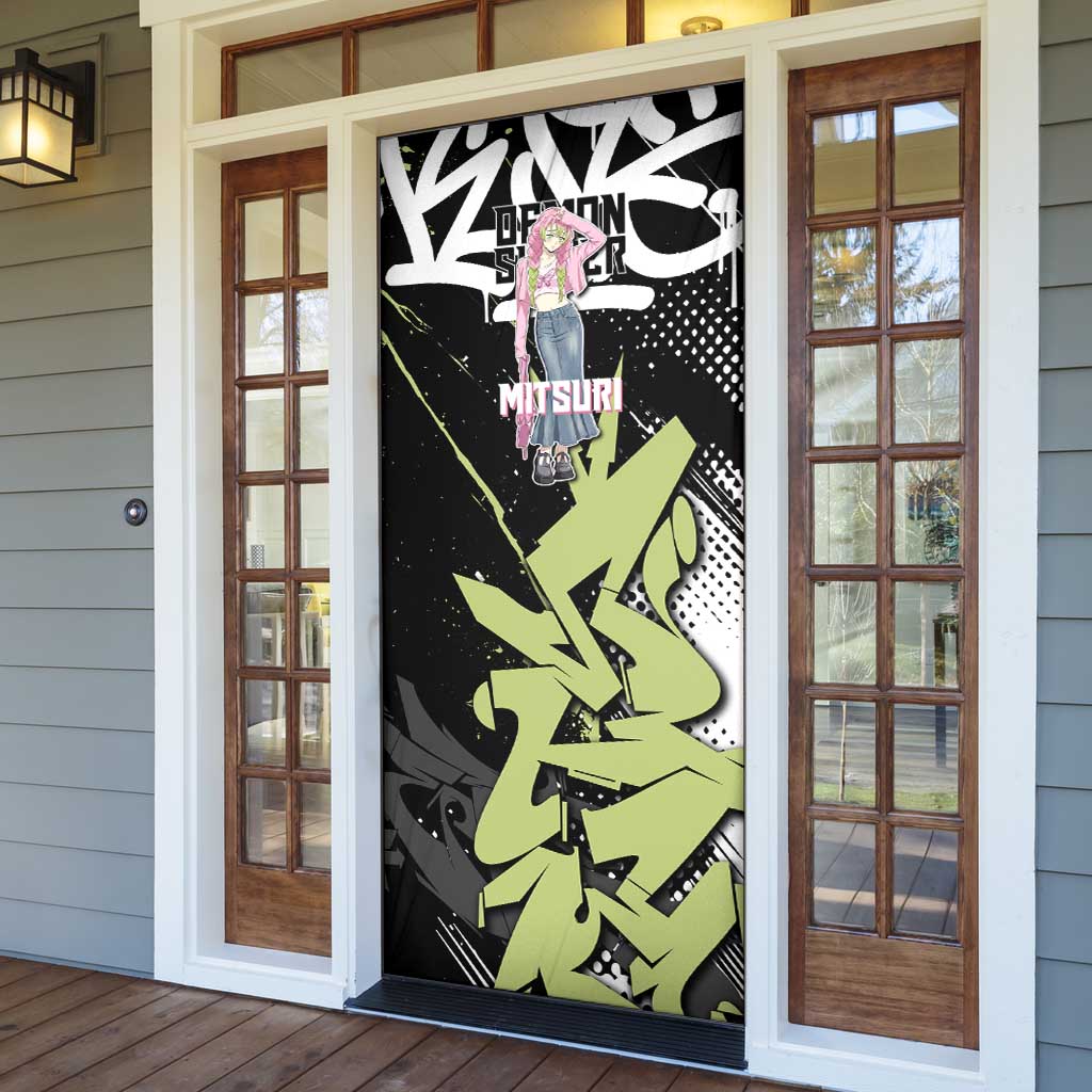Mitsuri Kanroji Demon Slayer Door Cover Green & Black Graffiti Anime