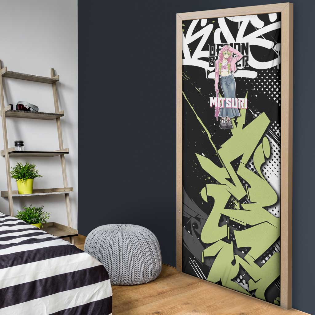 Mitsuri Kanroji Demon Slayer Door Cover Green & Black Graffiti Anime