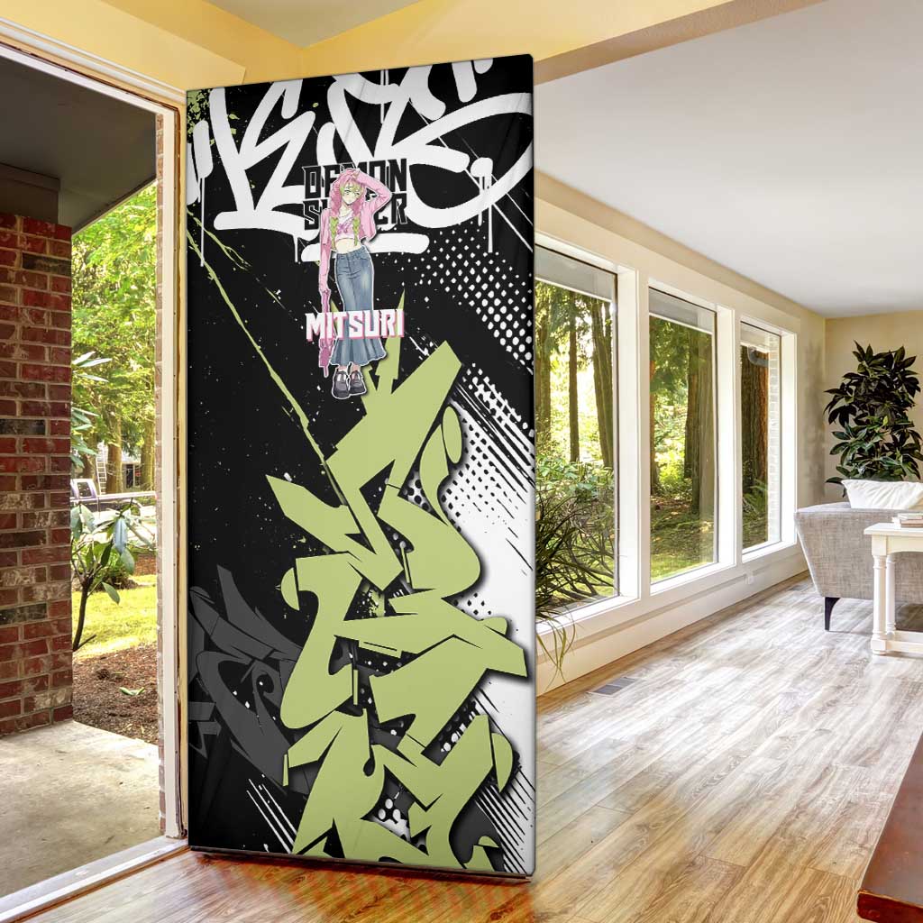 Mitsuri Kanroji Demon Slayer Door Cover Green & Black Graffiti Anime