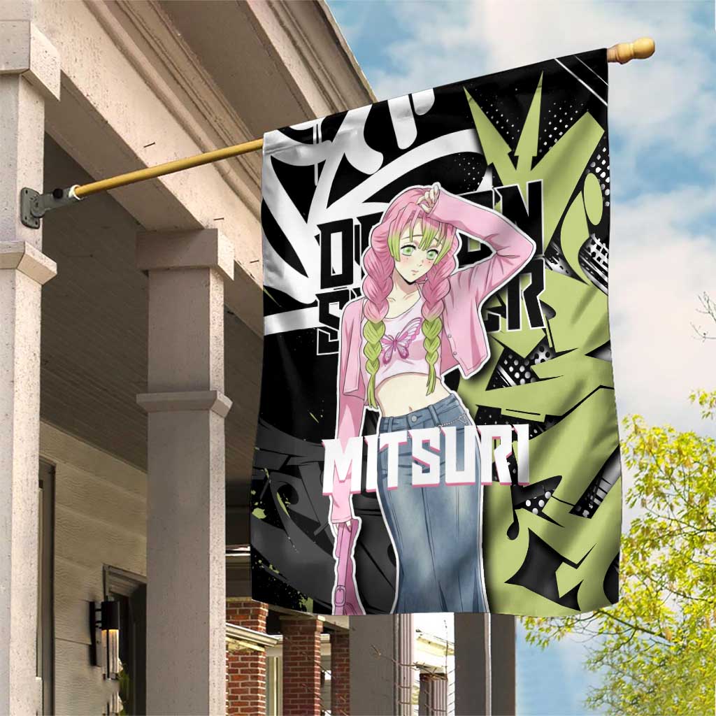 Mitsuri Kanroji Demon Slayer Garden Flag Green & Black Graffiti Anime