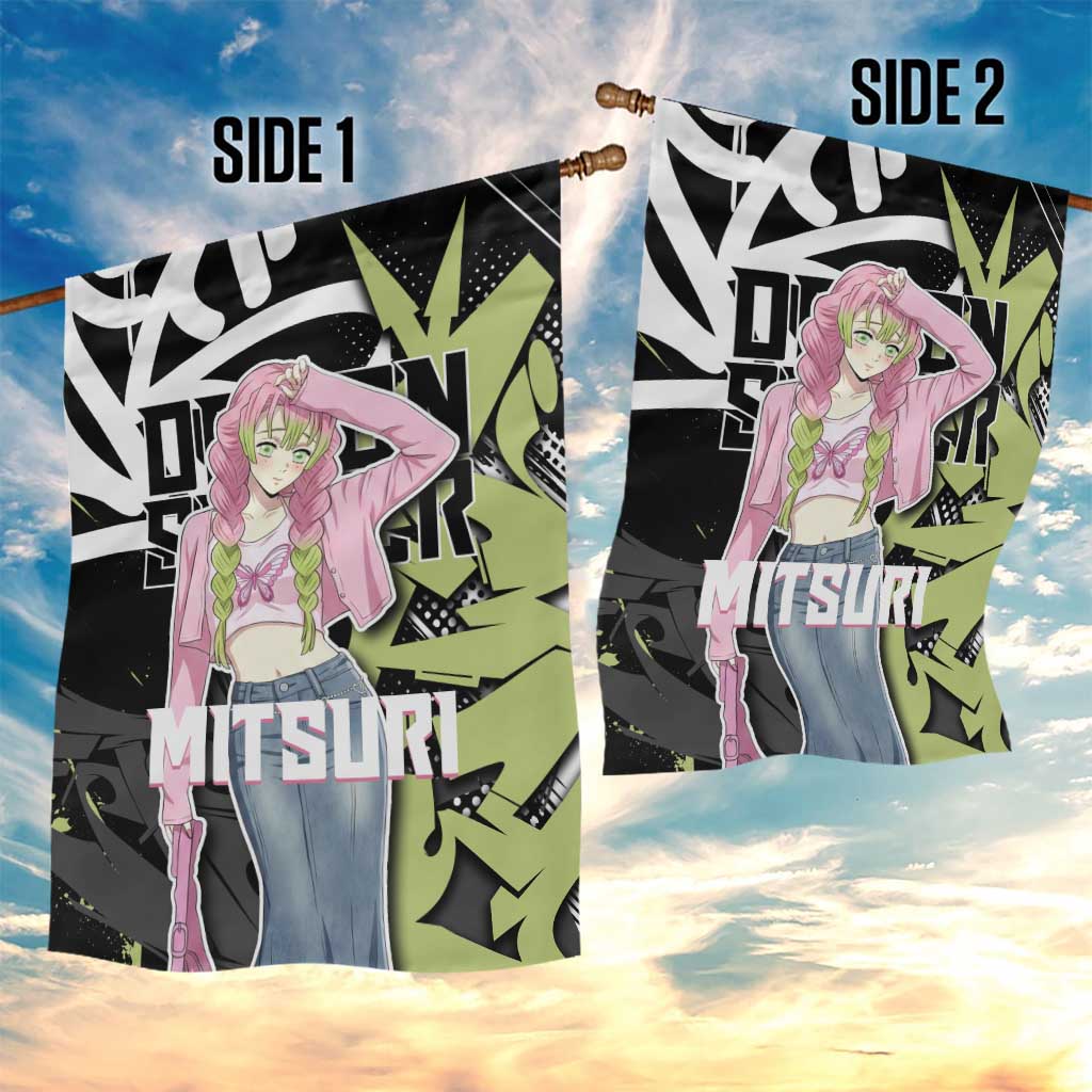 Mitsuri Kanroji Demon Slayer Garden Flag Green & Black Graffiti Anime
