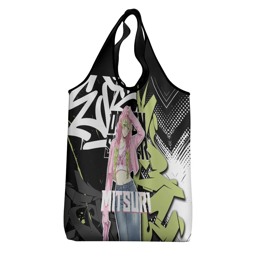 Mitsuri Kanroji Demon Slayer Grocery Bag Green & Black Graffiti Anime
