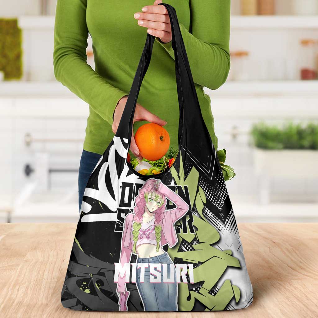 Mitsuri Kanroji Demon Slayer Grocery Bag Green & Black Graffiti Anime