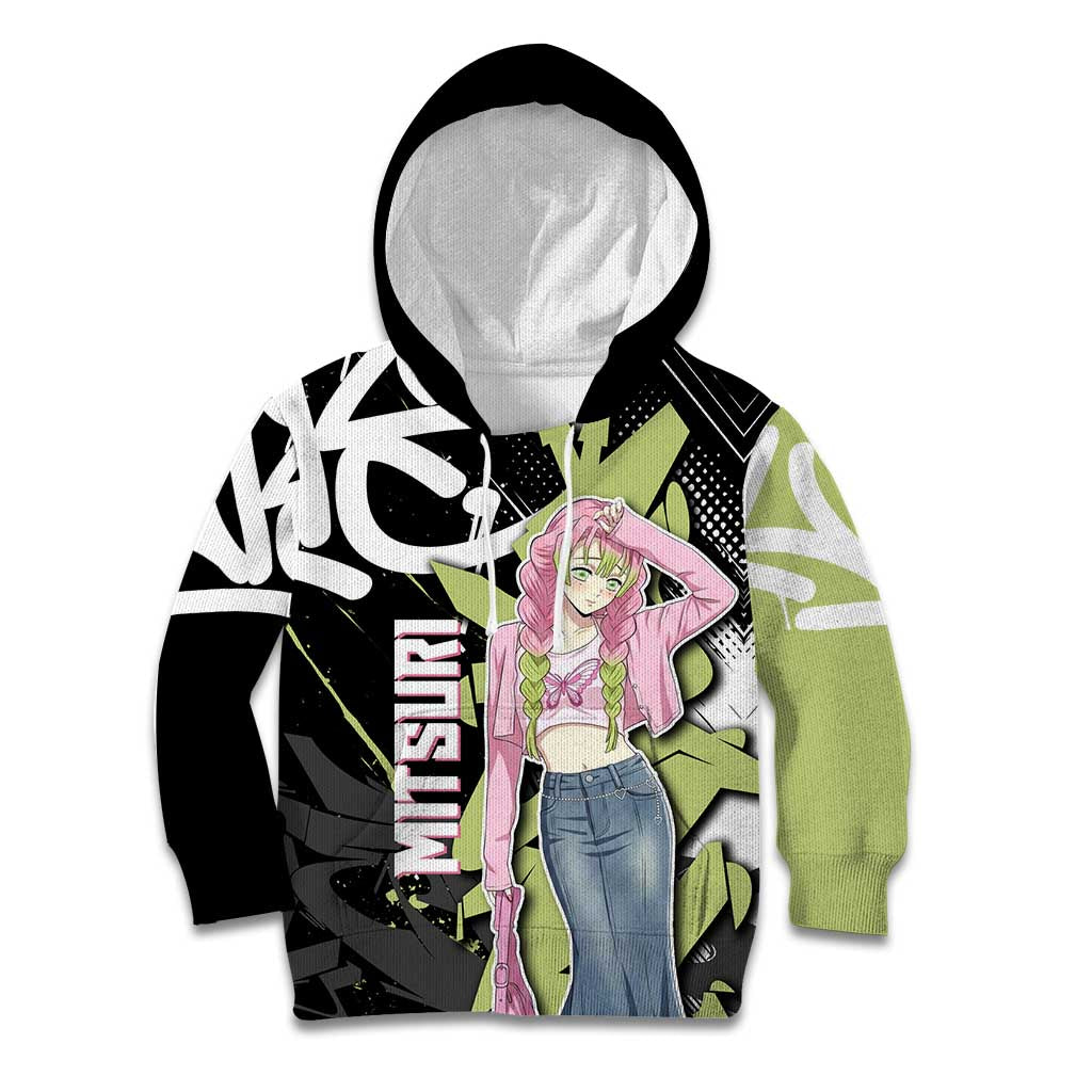 Mitsuri Kanroji Demon Slayer Kid Hoodie Green & Black Graffiti Anime