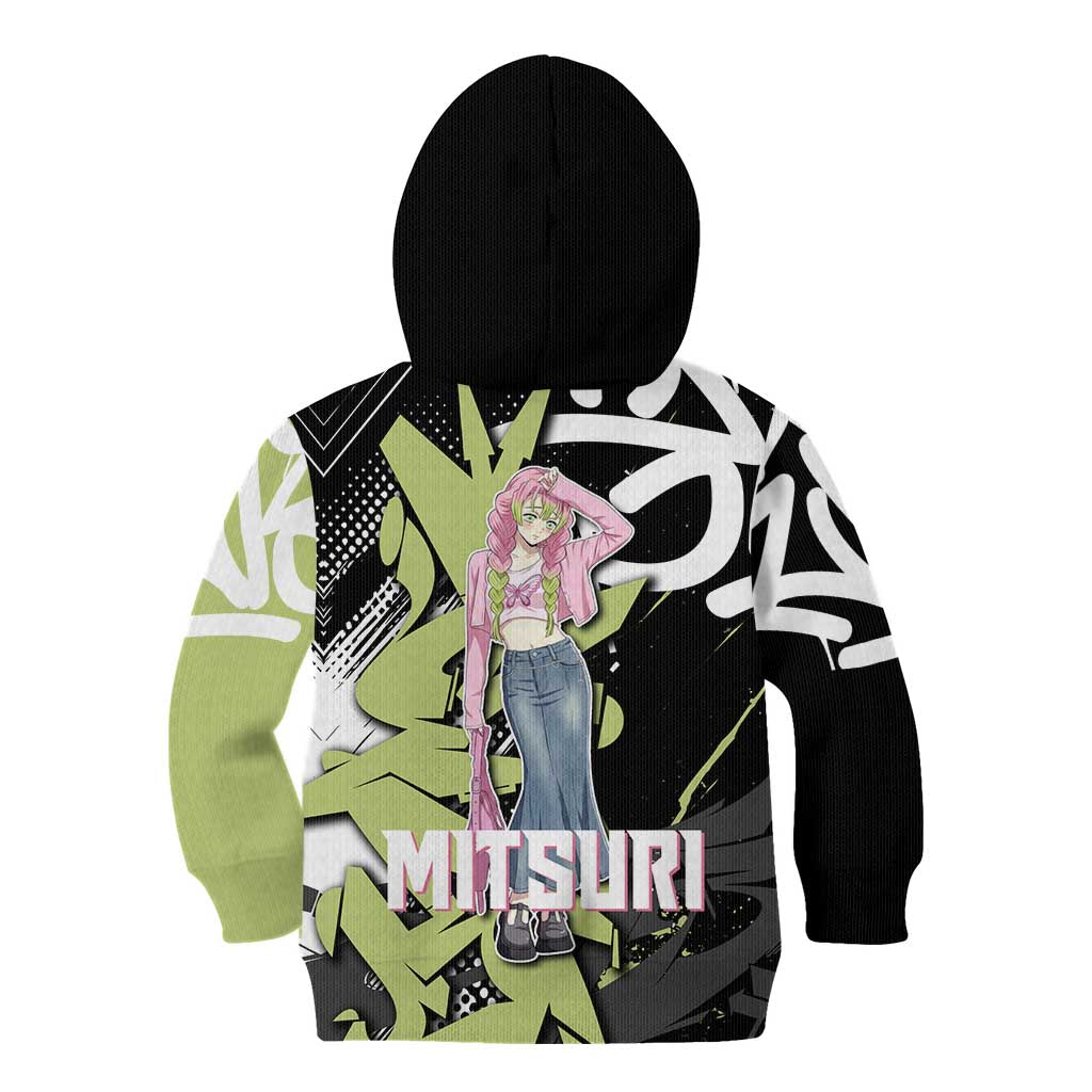 Mitsuri Kanroji Demon Slayer Kid Hoodie Green & Black Graffiti Anime
