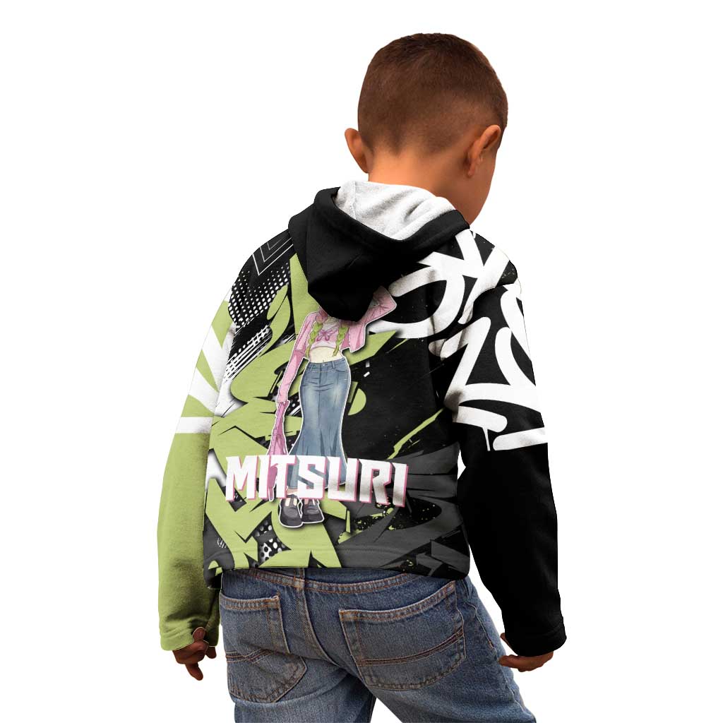Mitsuri Kanroji Demon Slayer Kid Hoodie Green & Black Graffiti Anime