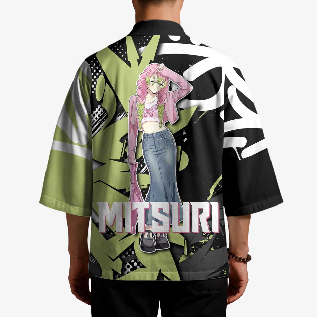 Mitsuri Kanroji Demon Slayer Kimono Green & Black Graffiti Anime