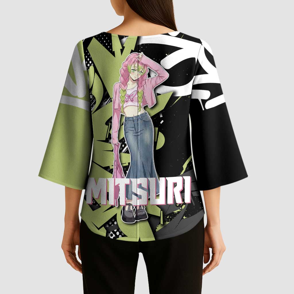 Mitsuri Kanroji Demon Slayer Kimono Sleeve Blouse Green & Black Graffiti Anime