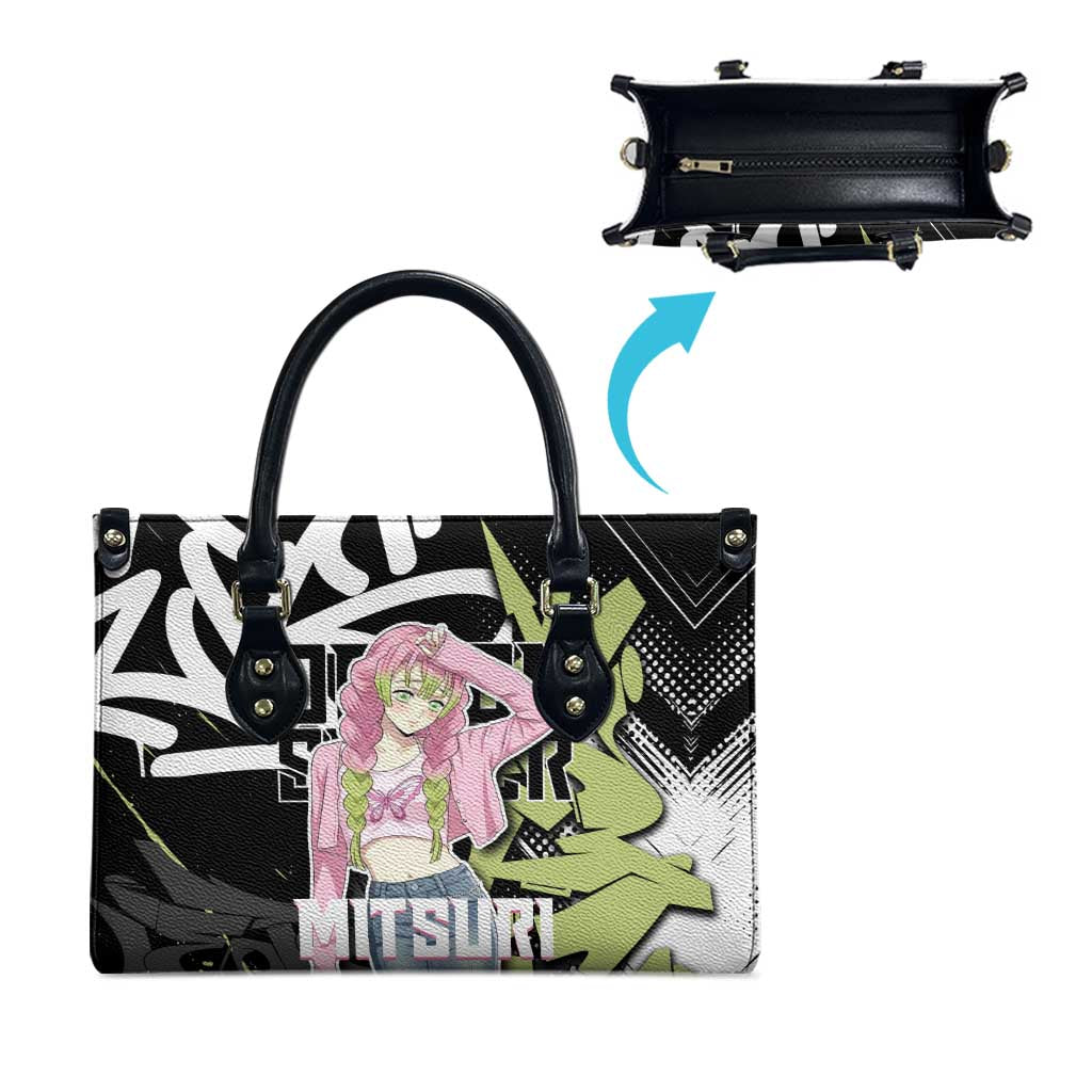Mitsuri Kanroji Demon Slayer Leather Bag Green & Black Graffiti Anime