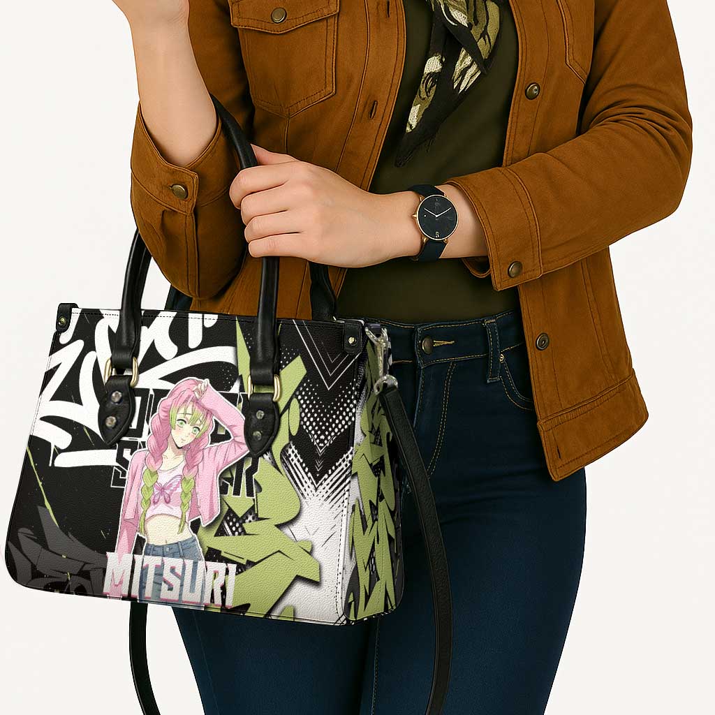 Mitsuri Kanroji Demon Slayer Leather Bag Green & Black Graffiti Anime