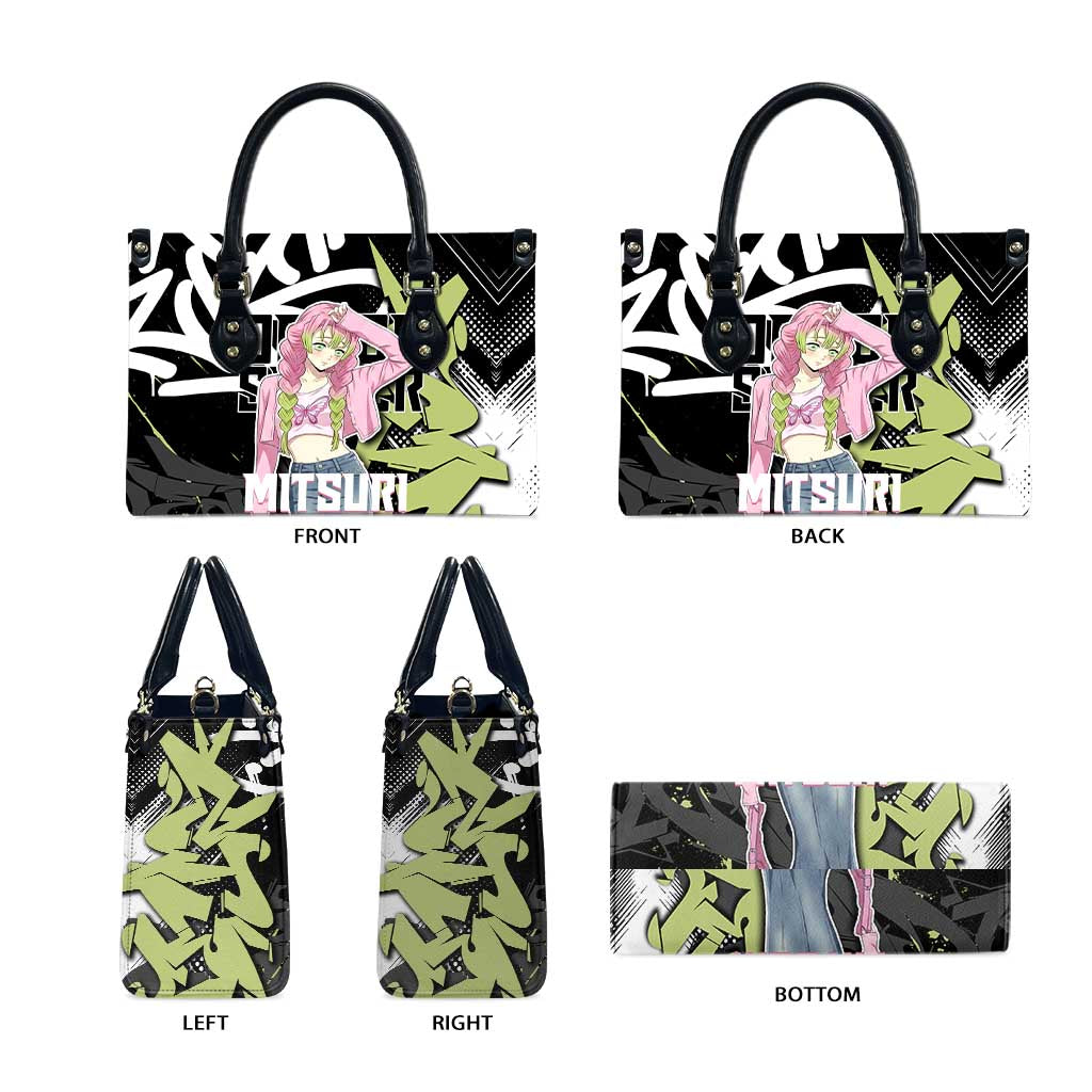 Mitsuri Kanroji Demon Slayer Leather Bag Green & Black Graffiti Anime