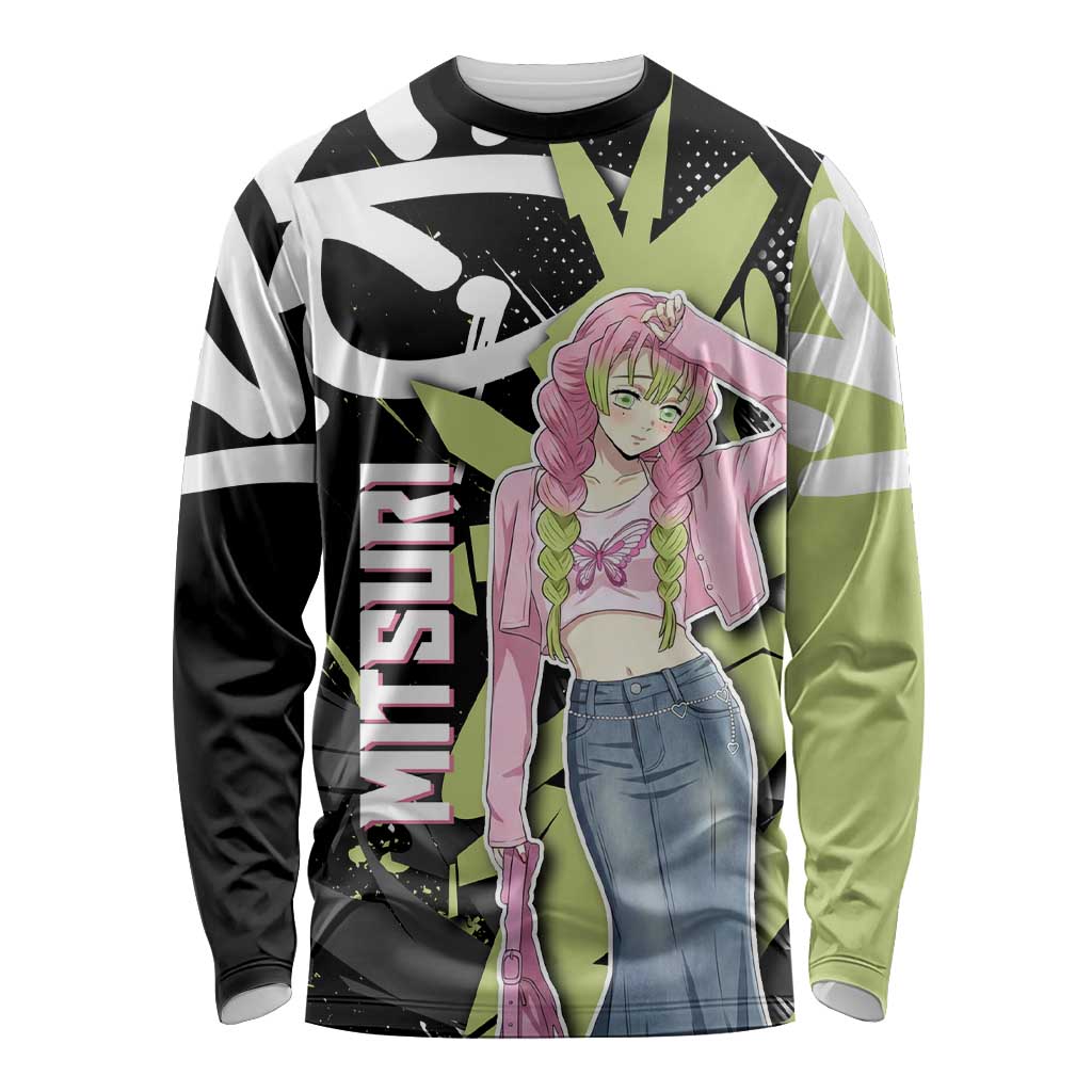 Mitsuri Kanroji Demon Slayer Long Sleeve Shirt Green & Black Graffiti Anime