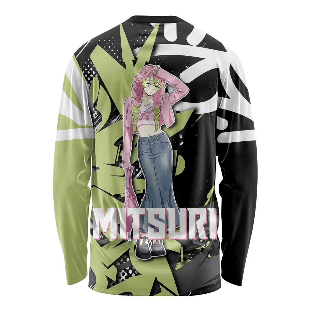 Mitsuri Kanroji Demon Slayer Long Sleeve Shirt Green & Black Graffiti Anime