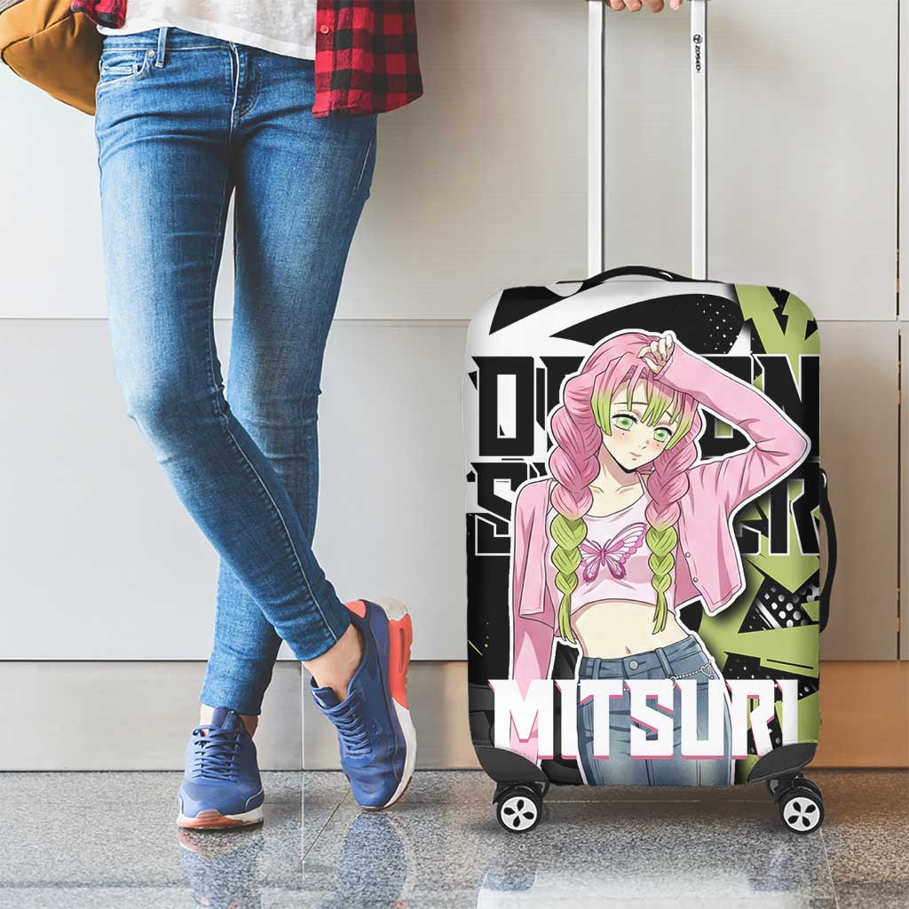 Mitsuri Kanroji Demon Slayer Luggage Cover Green & Black Graffiti Anime