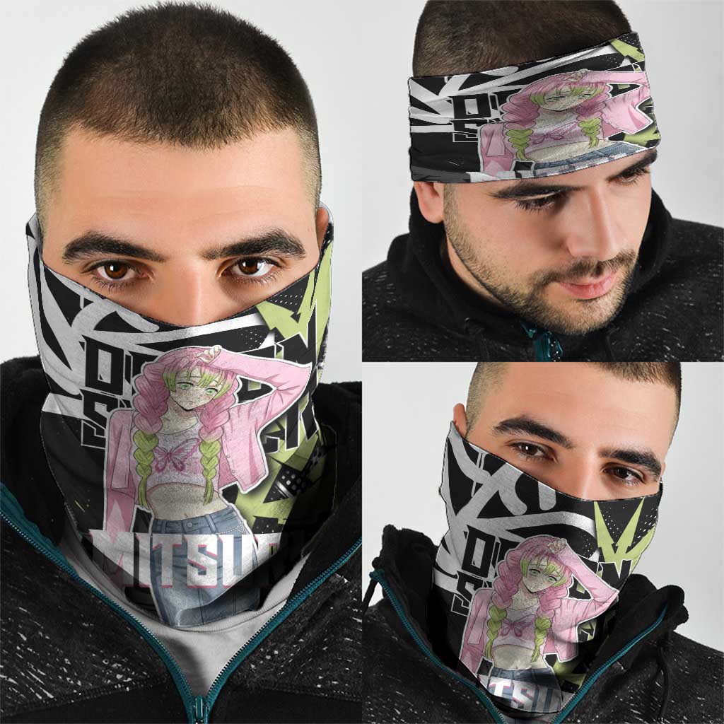 Mitsuri Kanroji Demon Slayer Neck Gaiter Green & Black Graffiti Anime