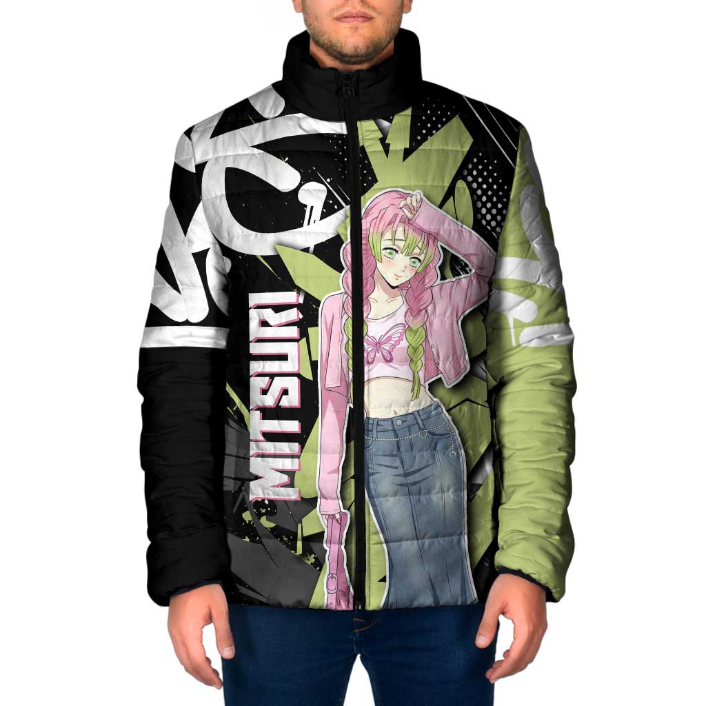 Mitsuri Kanroji Demon Slayer Padded Jacket Green & Black Graffiti Anime