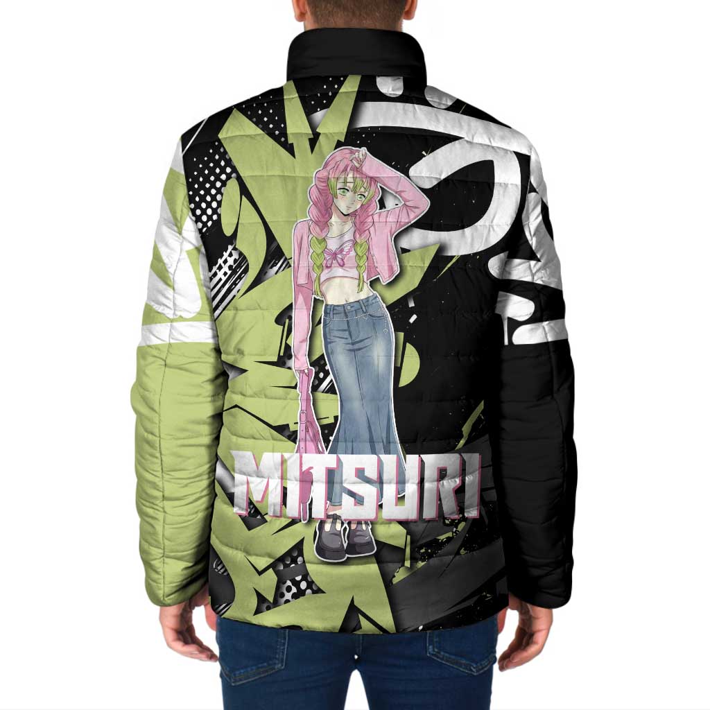 Mitsuri Kanroji Demon Slayer Padded Jacket Green & Black Graffiti Anime