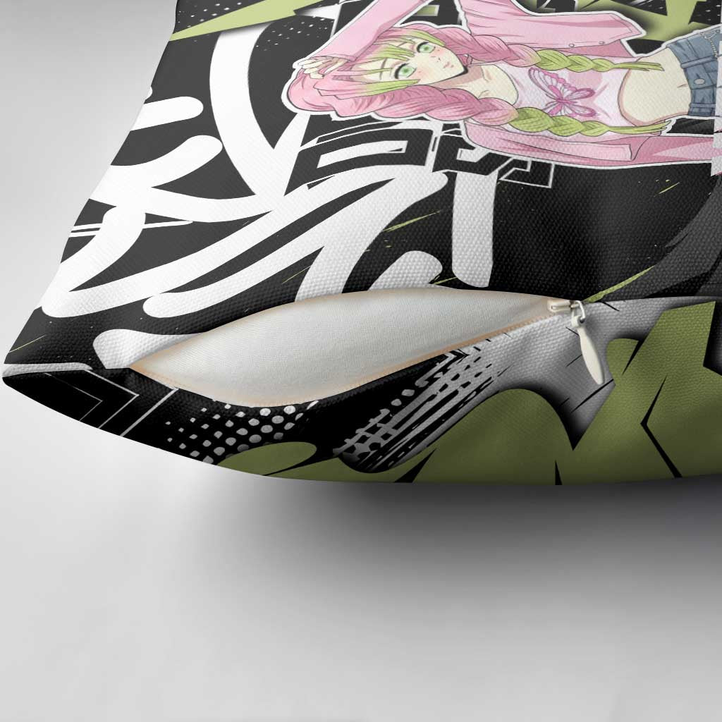 Mitsuri Kanroji Demon Slayer Pillow Cover Green & Black Graffiti Anime