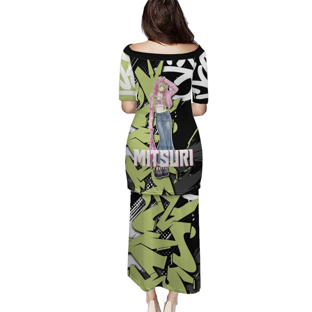 Mitsuri Kanroji Demon Slayer Puletasi Green & Black Graffiti Anime