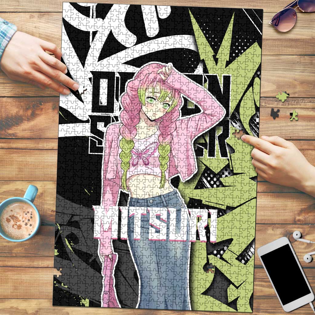 Mitsuri Kanroji Demon Slayer Puzzle Green & Black Graffiti Anime