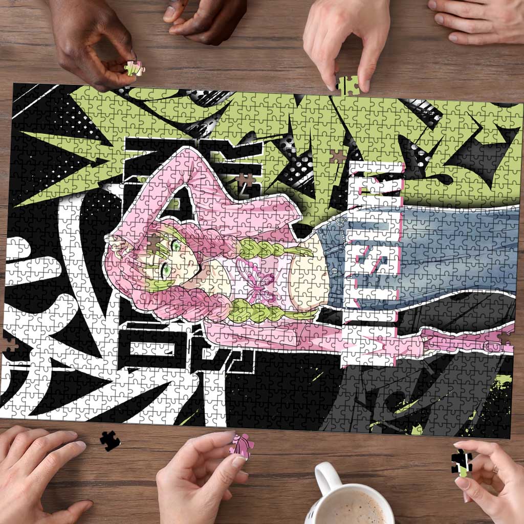 Mitsuri Kanroji Demon Slayer Puzzle Green & Black Graffiti Anime