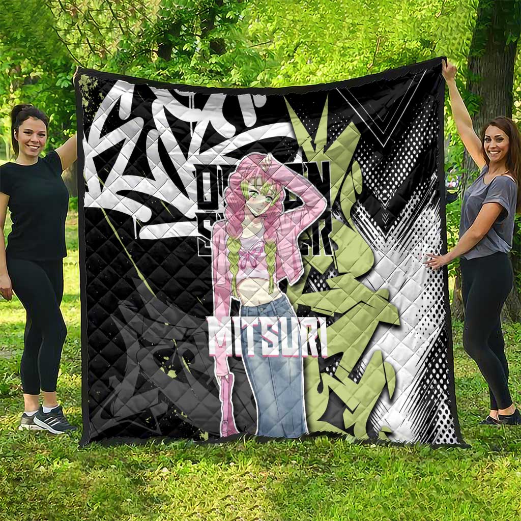 Mitsuri Kanroji Demon Slayer Quilt Green & Black Graffiti Anime