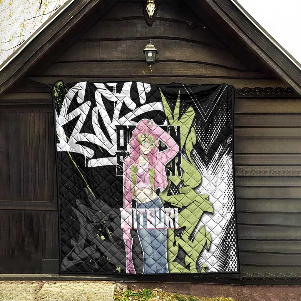 Mitsuri Kanroji Demon Slayer Quilt Green & Black Graffiti Anime