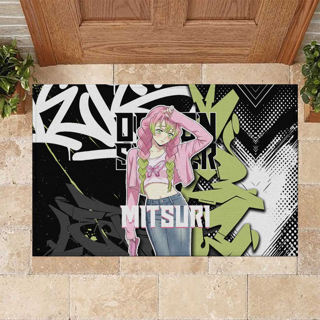 Mitsuri Kanroji Demon Slayer Rubber Doormat Green & Black Graffiti Anime
