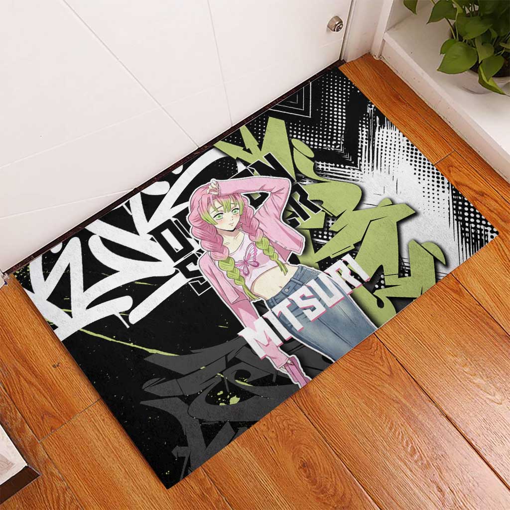 Mitsuri Kanroji Demon Slayer Rubber Doormat Green & Black Graffiti Anime