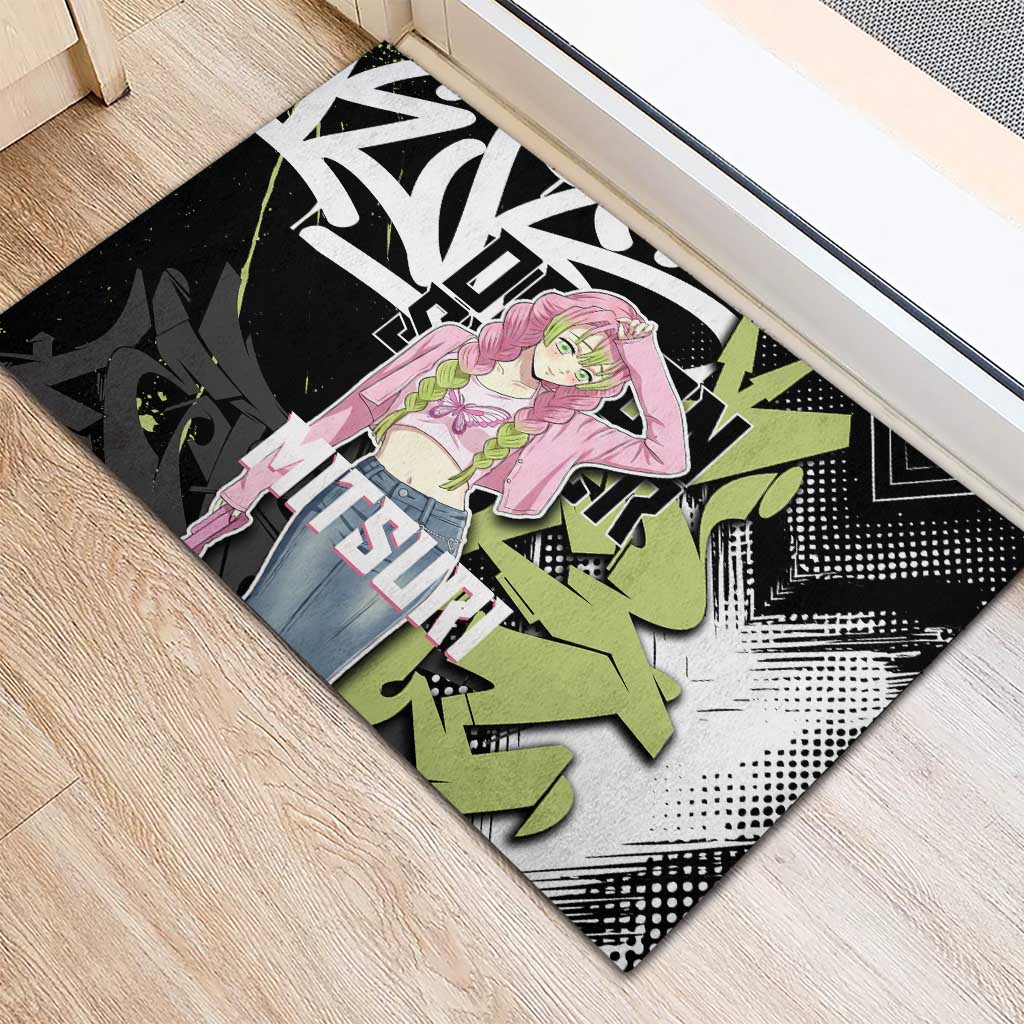 Mitsuri Kanroji Demon Slayer Rubber Doormat Green & Black Graffiti Anime