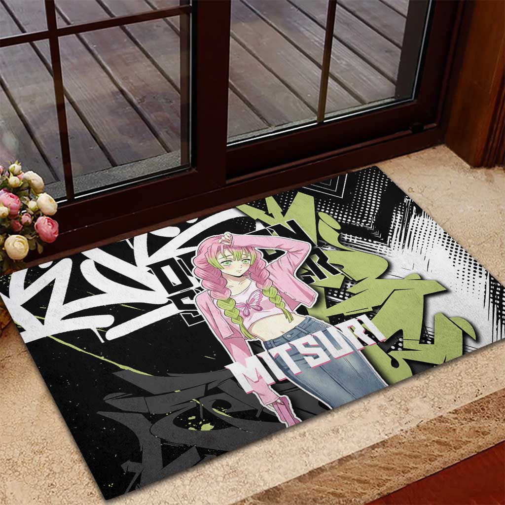 Mitsuri Kanroji Demon Slayer Rubber Doormat Green & Black Graffiti Anime