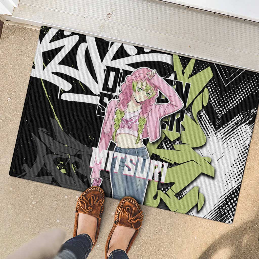 Mitsuri Kanroji Demon Slayer Rubber Doormat Green & Black Graffiti Anime