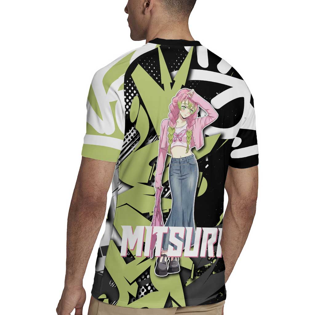 Mitsuri Kanroji Demon Slayer Rugby Jersey Green & Black Graffiti Anime