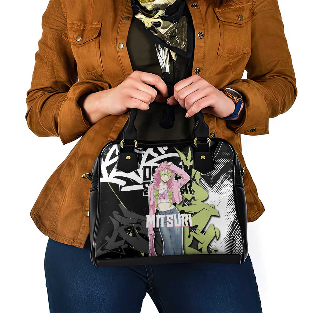 Mitsuri Kanroji Demon Slayer Shoulder Handbag Green & Black Graffiti Anime