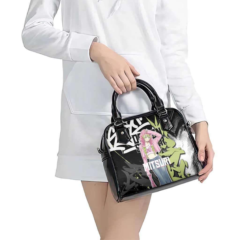 Mitsuri Kanroji Demon Slayer Shoulder Handbag Green & Black Graffiti Anime