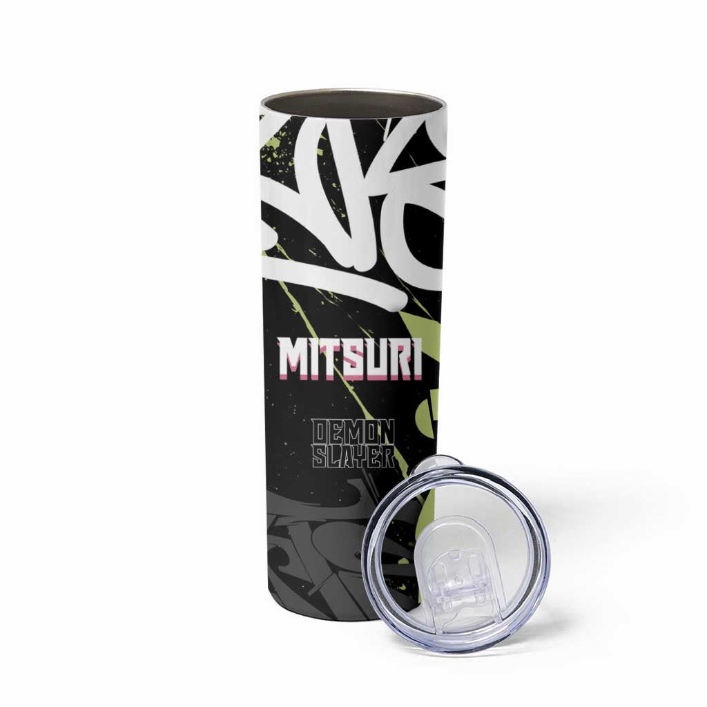 Mitsuri Kanroji Demon Slayer Skinny Tumbler Green & Black Graffiti Anime
